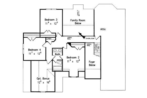 Floor Plan - Upper Floor for Traditional House Plan #927-111 - 4 bed, 2.5 bath