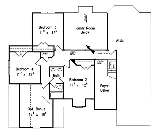 House Blueprint - Traditional Floor Plan - Upper Floor Plan #927-111