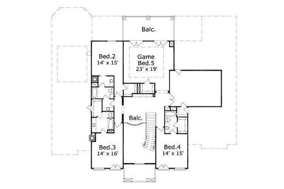 Floor Plan - Upper Floor for European House Plan #411-542 - 5 bed, 4.5 bath