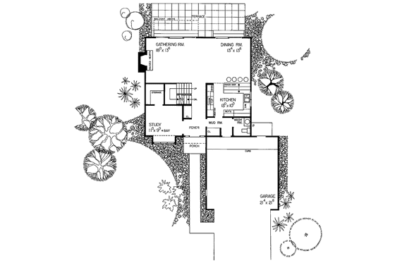 Floor Plan - Main Floor for Contemporary House Plan #72-700 - 3 bed, 2.5 bath