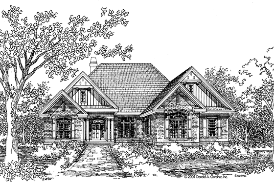 Exterior - Front Elevation 3 for European House Plan #929-639 - 3 bed, 2 bath