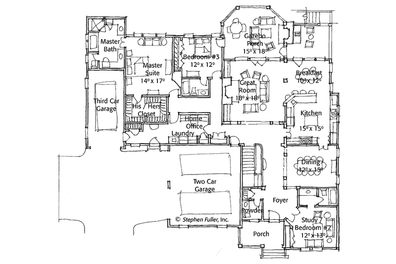 Home Plan - Floor Plan - Main Floor for Colonial House Plan #429-441 - 3 bed, 3.5 bath