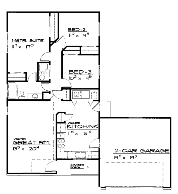 Architectural House Design - Ranch Floor Plan - Main Floor Plan #308-262