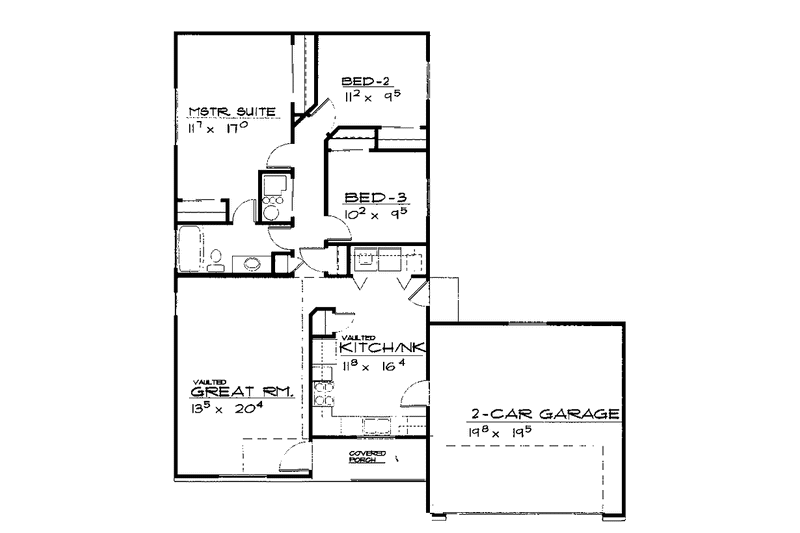 Dream House Plan - Floor Plan - Main Floor for Ranch House Plan #308-262 - 3 bed, 1 bath
