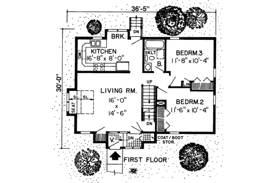 Floor Plan - Main Floor for Traditional House Plan #312-324 - 3 bed, 2 bath