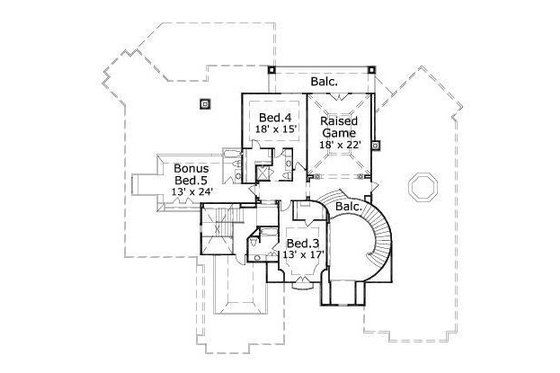 Floor Plan - Upper Floor for European House Plan #411-490 - 4 bed, 4.5 bath