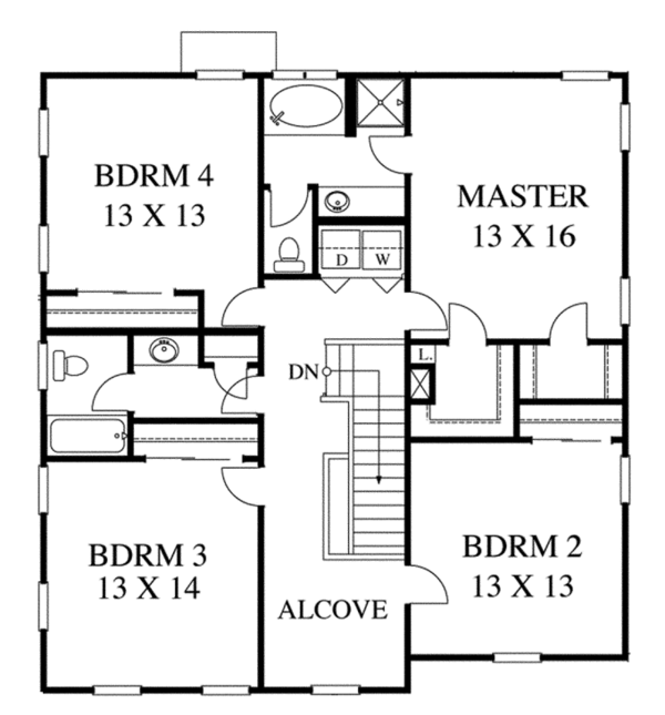 Architectural House Design - Traditional Floor Plan - Upper Floor Plan #1053-53