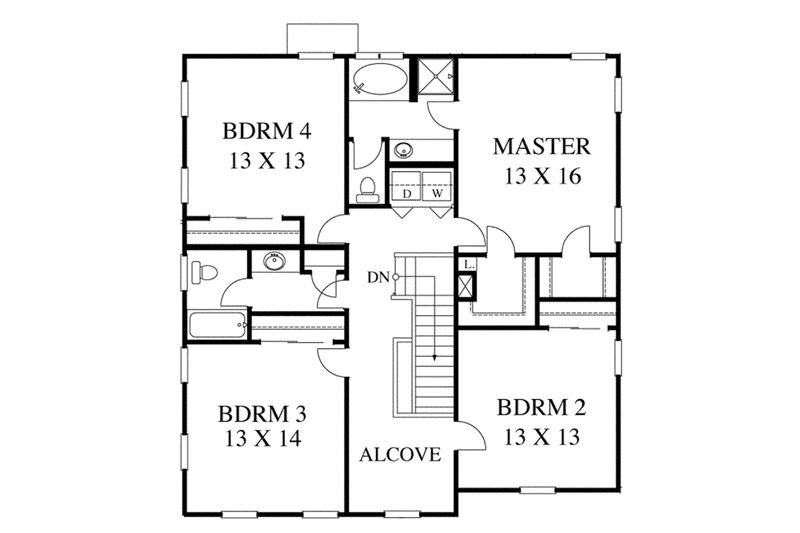 Home Plan - Floor Plan - Upper Floor for Traditional House Plan #1053-53 - 4 bed, 2.5 bath