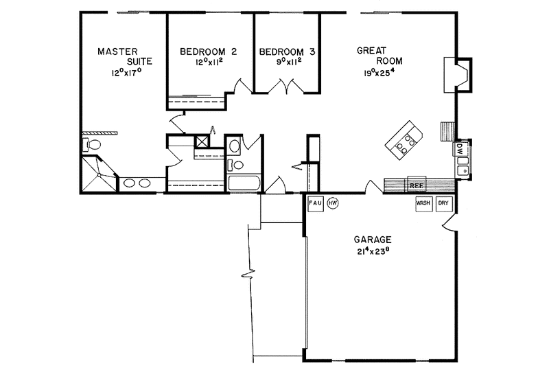 Architectural House Design - Floor Plan - Main Floor for Ranch House Plan #60-775 - 3 bed, 2 bath