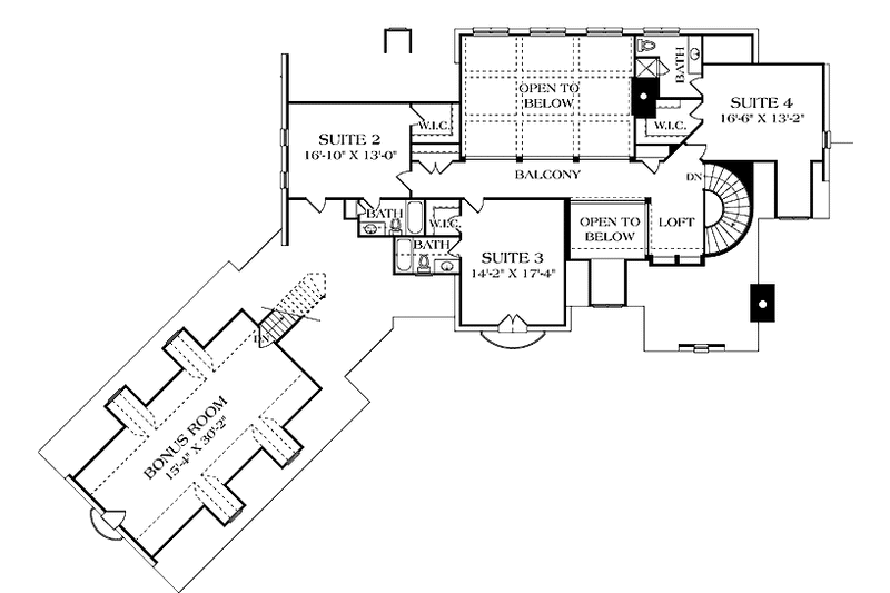Dream House Plan - Floor Plan - Upper Floor for European House Plan #453-592 - 4 bed, 4 bath