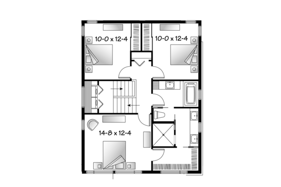 Floor Plan - Upper Floor for Contemporary House Plan #23-2481 - 3 bed, 1.5 bath