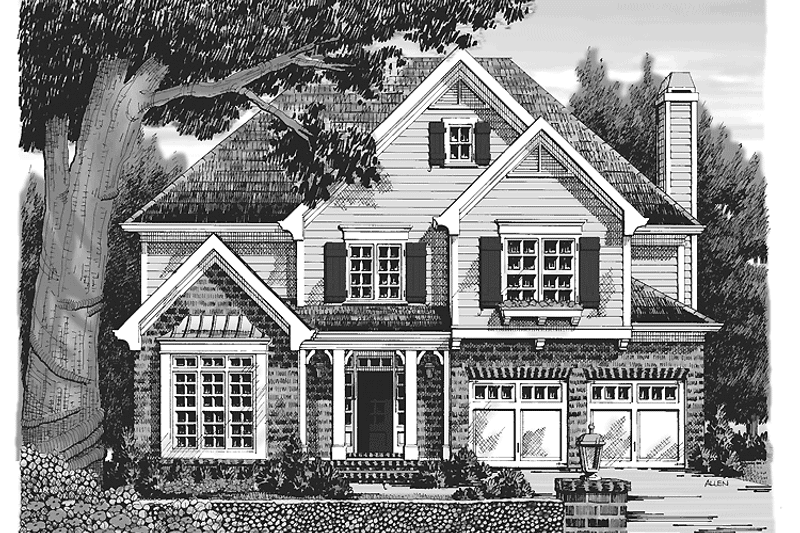 House Blueprint - Exterior - Front Elevation 3 for Colonial House Plan #927-919 - 4 bed, 2.5 bath