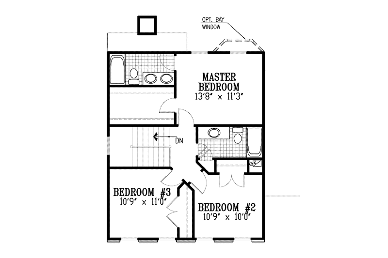 Home Plan - Floor Plan - Upper Floor for Colonial House Plan #953-90 - 3 bed, 2.5 bath
