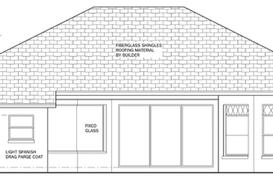 Exterior - Rear Elevation for Mediterranean House Plan #1058-39 - 3 bed, 2 bath