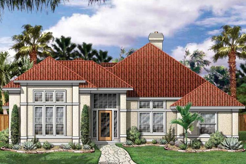 Home Plan - Exterior - Front Elevation 3 for Mediterranean House Plan #84-701 - 4 bed, 3 bath