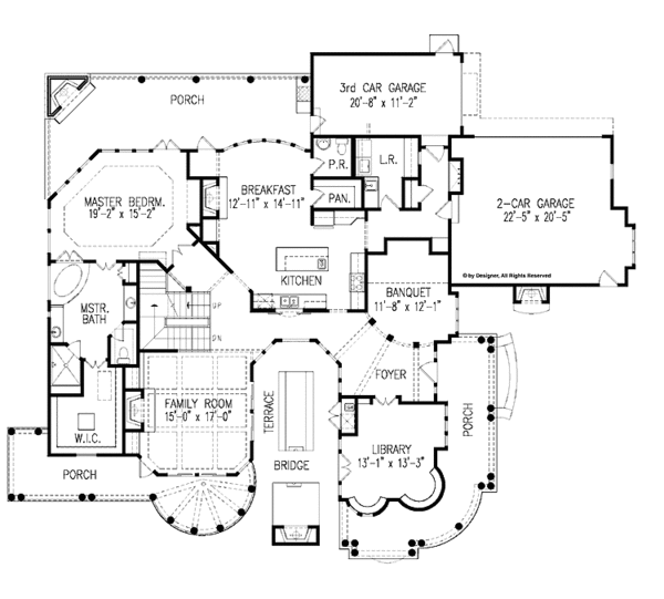 Architectural House Design - Country Floor Plan - Main Floor Plan #54-302