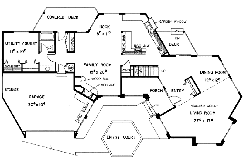 Home Plan - Floor Plan - Main Floor for Mediterranean House Plan #60-716 - 5 bed, 3 bath