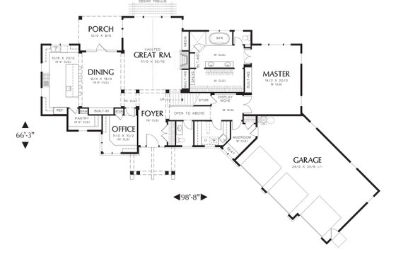 Main Floor Plan - 2900 square foot Craftsman Home