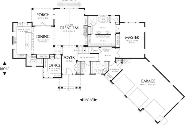 House Blueprint - Main Floor Plan - 2900 square foot Craftsman Home