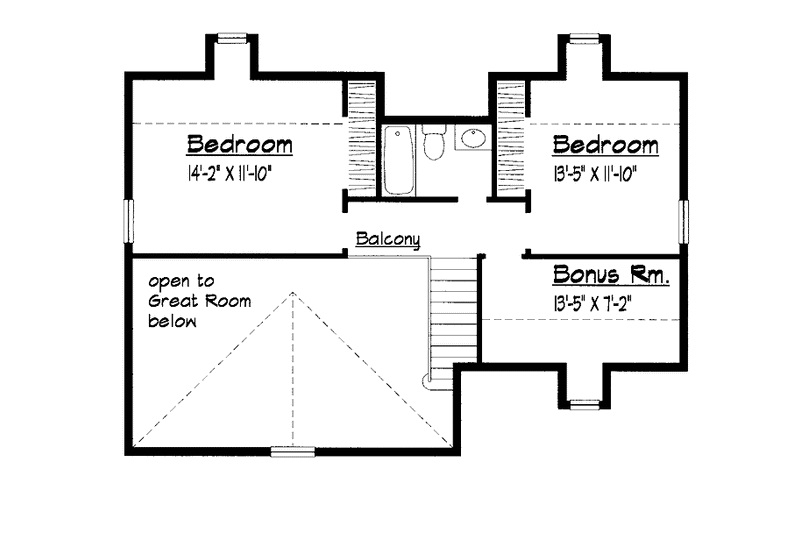 Architectural House Design - Floor Plan - Upper Floor for Country House Plan #1051-22 - 3 bed, 2.5 bath
