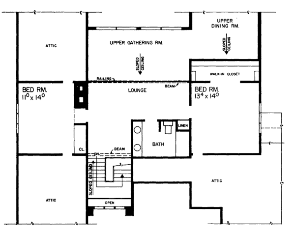 Architectural House Design - Contemporary Floor Plan - Upper Floor Plan #72-721