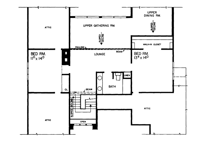 Home Plan - Floor Plan - Upper Floor for Contemporary House Plan #72-721 - 3 bed, 2.5 bath