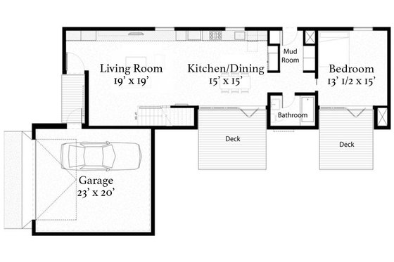 Floor Plan - Main Floor for Modern House Plan #497-22 - 2 bed, 2 bath