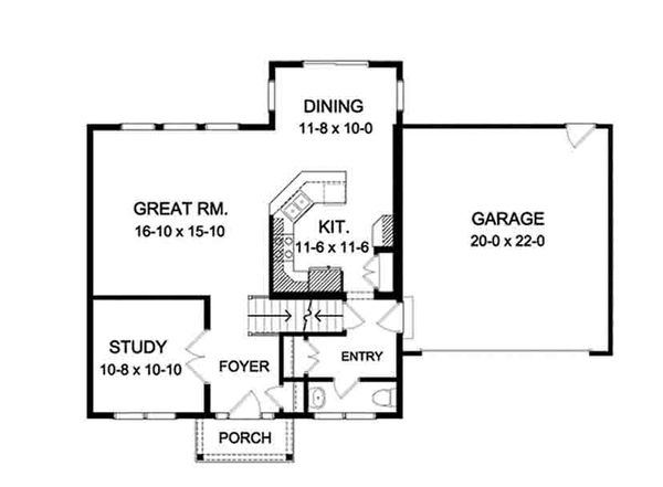 Home Plan - Colonial Floor Plan - Main Floor Plan #1010-116