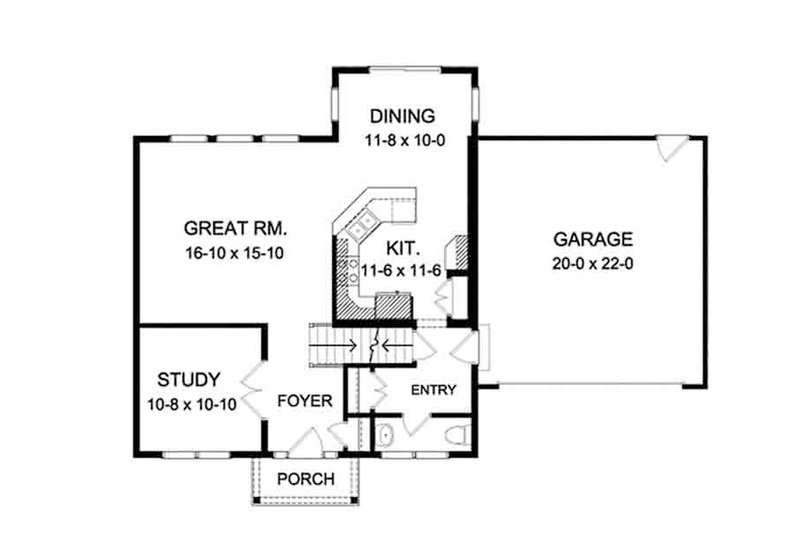 Home Plan - Floor Plan - Main Floor for Colonial House Plan #1010-116 - 4 bed, 2.5 bath