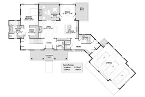 Floor Plan - Main Floor for Farmhouse House Plan #928-309 - 3 bed, 3.5 bath