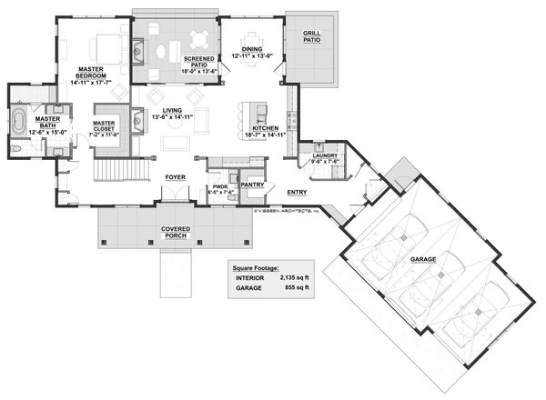 Architectural House Design - Farmhouse Floor Plan - Main Floor Plan #928-309