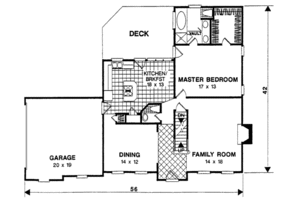 Floor Plan - Main Floor for Colonial House Plan #56-162 - 4 bed, 2.5 bath