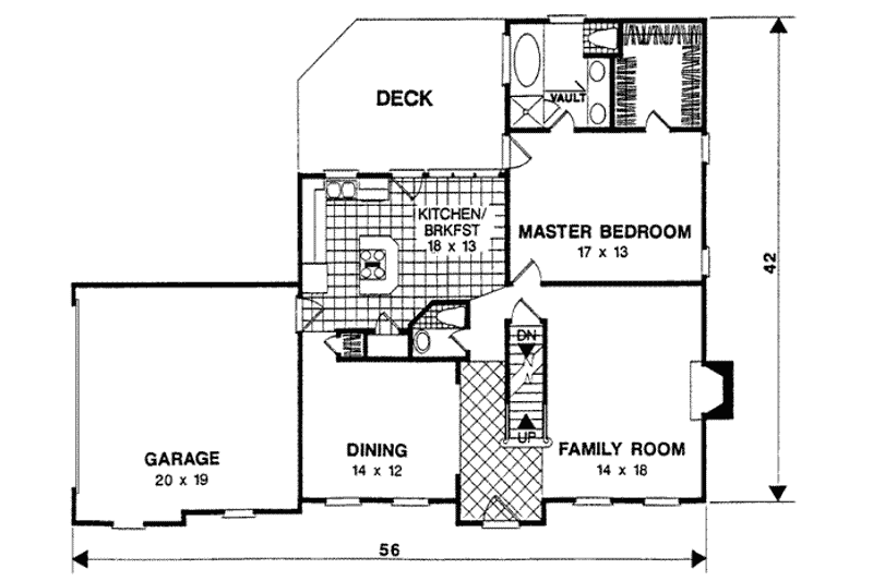 House Plan Design - Floor Plan - Main Floor for Colonial House Plan #56-162 - 4 bed, 2.5 bath