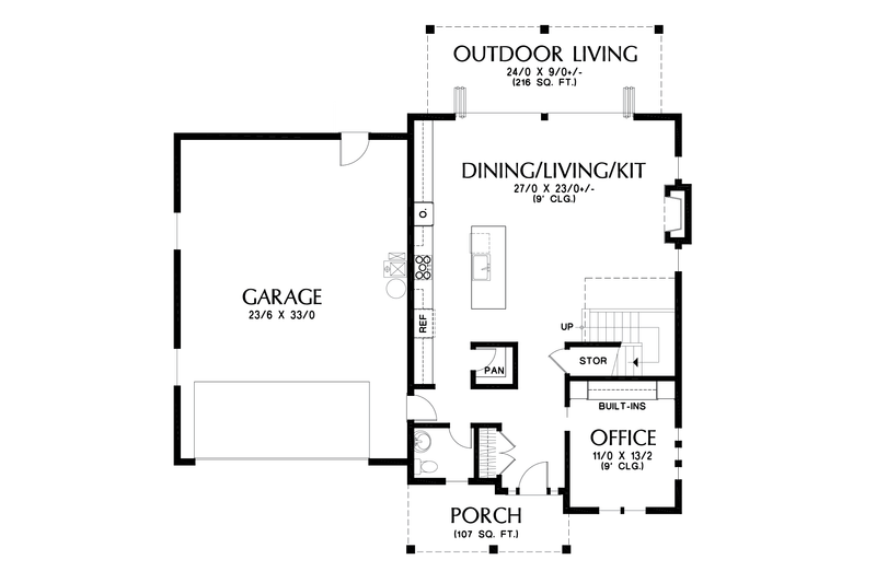 House Blueprint - Floor Plan - Main Floor for Farmhouse House Plan #48-1083 - 3 bed, 2.5 bath