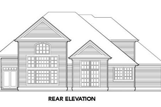 Exterior - Rear Elevation for European House Plan #48-337 - 3 bed, 2.5 bath