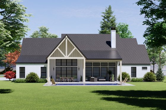 Exterior - Rear Elevation for European House Plan #1096-52 - 4 bed, 4.5 bath