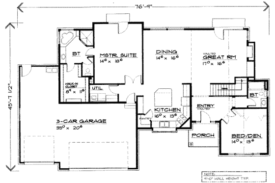 Floor Plan - Main Floor for European House Plan #308-240 - 4 bed, 4 bath