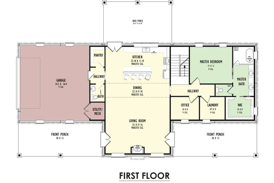 Floor Plan - Main Floor for Farmhouse House Plan #1092-54 - 5 bed, 3.5 bath