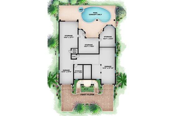 Floor Plan - Main Floor for Beach House Plan #27-469 - 3 bed, 3.5 bath