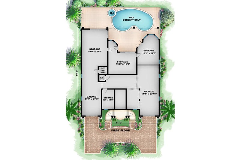 Architectural House Design - Floor Plan - Main Floor for Beach House Plan #27-469 - 3 bed, 3.5 bath