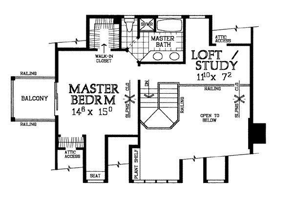Country Floor Plan - Upper Floor Plan #72-111