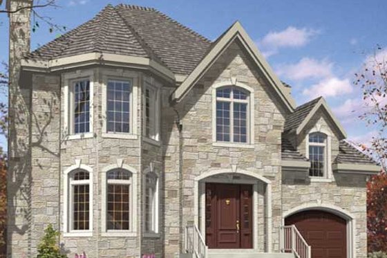 Exterior - Front Elevation for European House Plan #138-286 - 3 bed, 1.5 bath