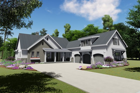Exterior - Front Elevation 3 for Farmhouse House Plan #1069-18 - 3 bed, 2.5 bath