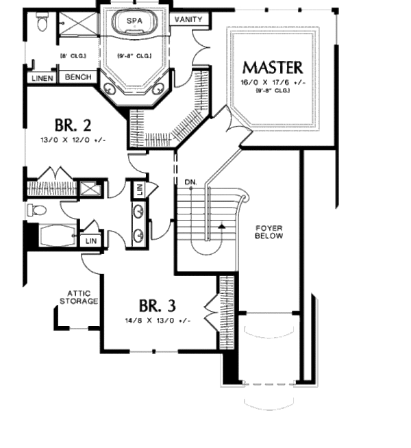 House Plan Design - European Floor Plan - Upper Floor Plan #48-386
