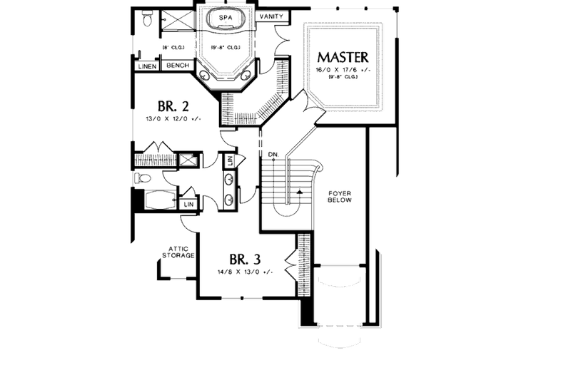 Home Plan - Floor Plan - Upper Floor for European House Plan #48-386 - 3 bed, 2.5 bath