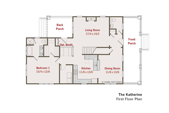 Floor Plan - Main Floor for Craftsman House Plan #461-18 - 3 bed, 2.5 bath