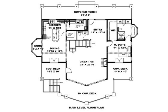 Floor Plan - Main Floor for Craftsman House Plan #117-1015 - 3 bed, 2.5 bath