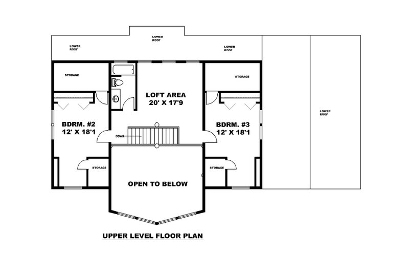 Architectural House Design - Floor Plan - Upper Floor for Craftsman House Plan #117-1055 - 3 bed, 2 bath