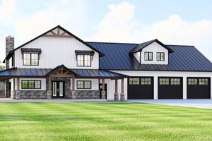 Architectural House Design - Barndominium Exterior - Front Elevation Plan #1064-391