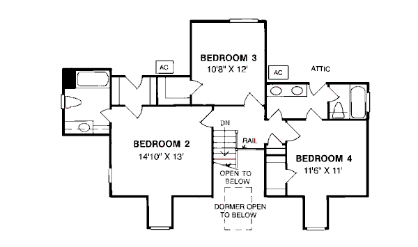 House Design - Country Floor Plan - Upper Floor Plan #20-189